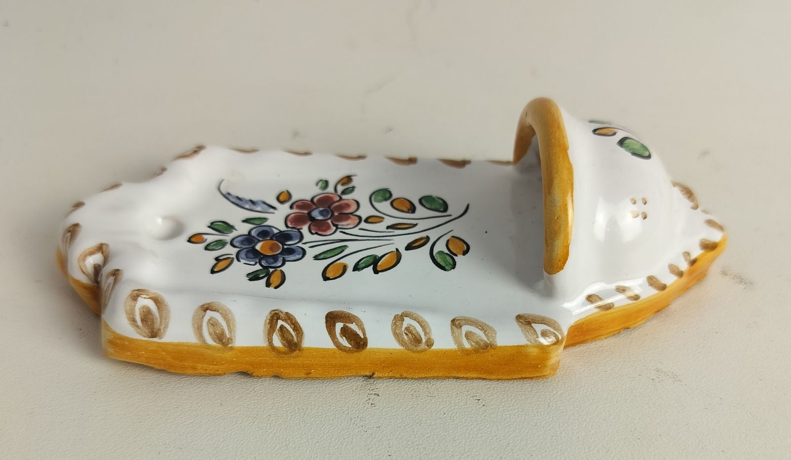 Small Vintage Holy Water Font Faienc Hand Painted Wall Hanging  Spain Frandesa T photo 58.0