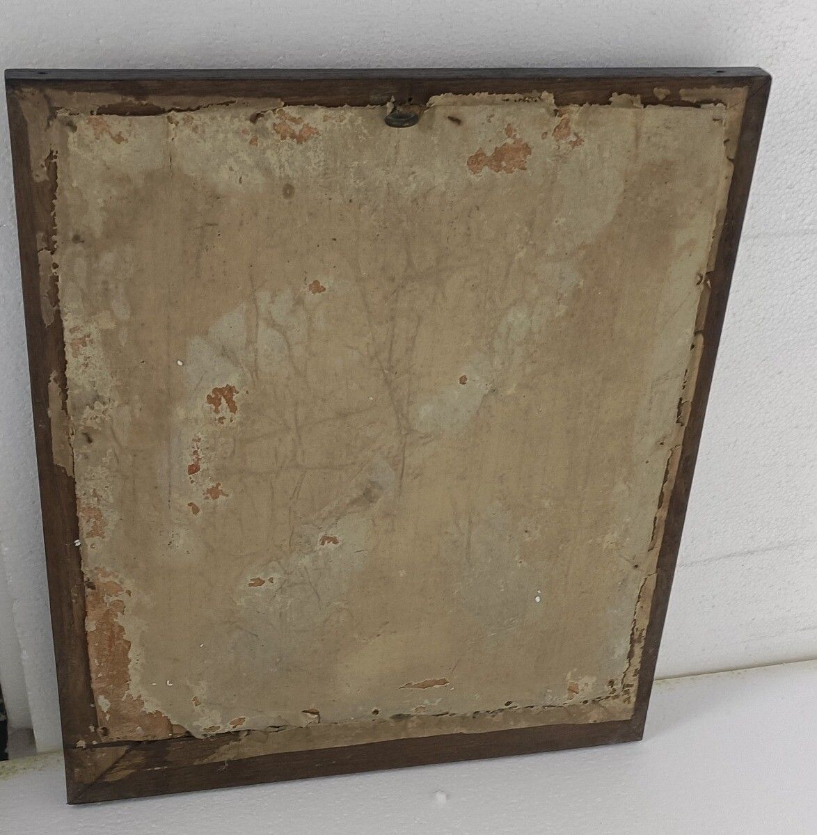 Antique  Wooden Frame Convex Glass Dome Crucifix Cross Square photo vinterior