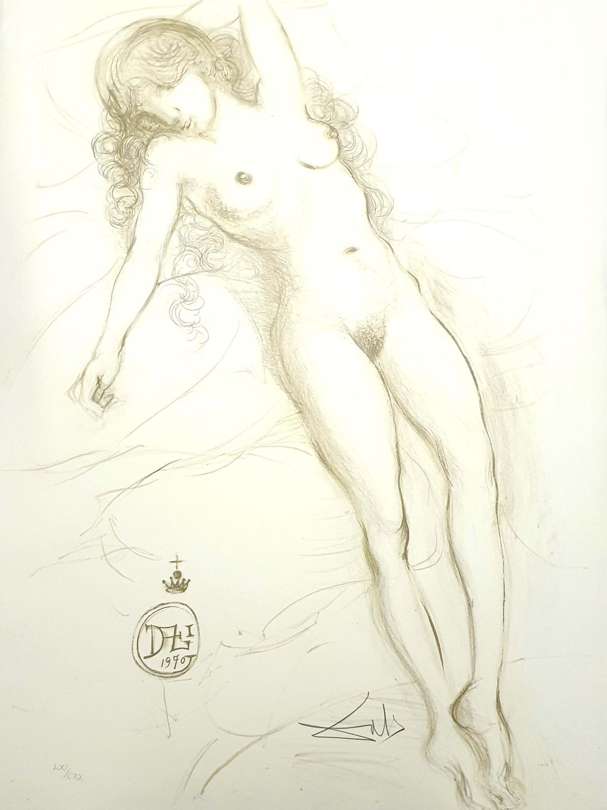 Salvador Dalí­Salvador Dali   Nude With Raised Arms   Lithograph1970
