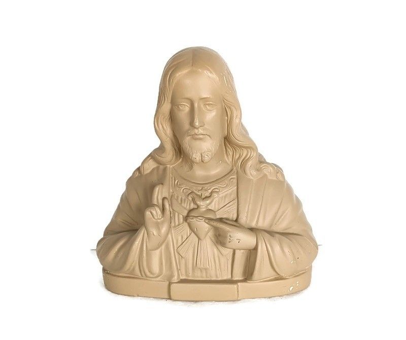Art Deco Plaster Bust Jesus Christ Saviour Holy Heart Plaster Marked Arnova