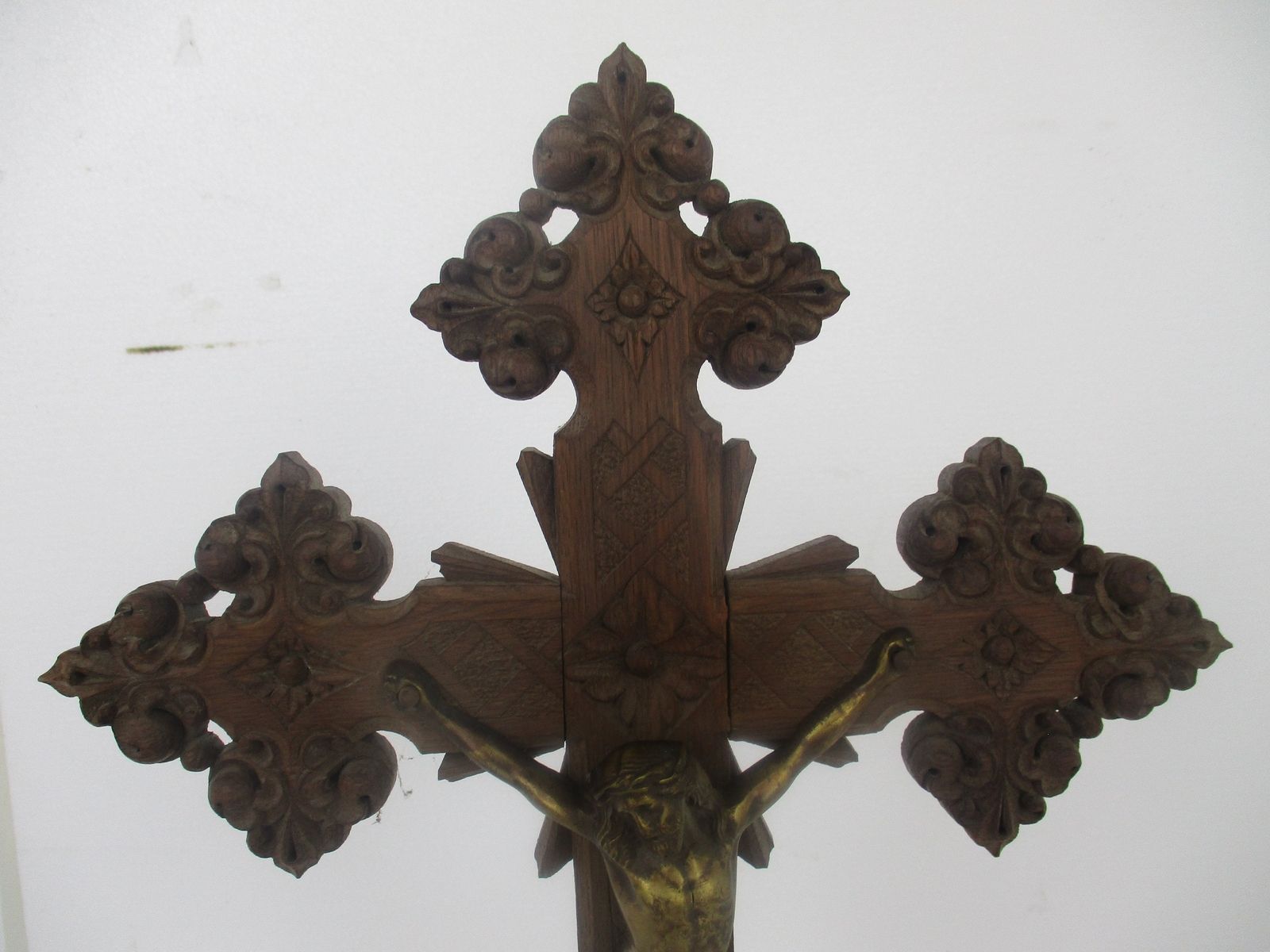 Large Standing Altar Church Chapel Crucifix Jesus Christ Cross Brass Stunning Co photo for sale