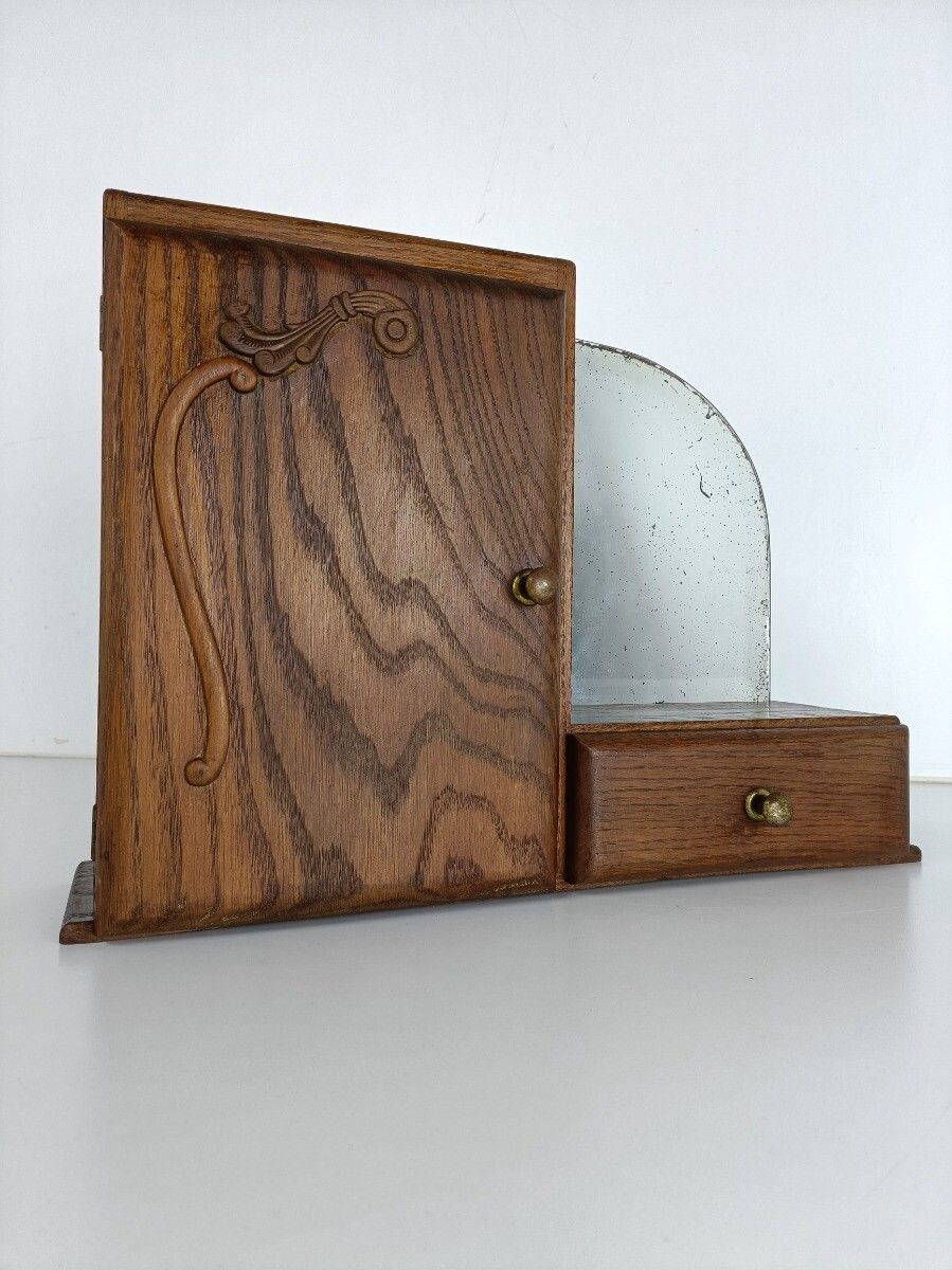 Gorgeous Antique Art Deco Medicine Apothecary Cabinet Beveled Glass Mirror Bathr photo for sale