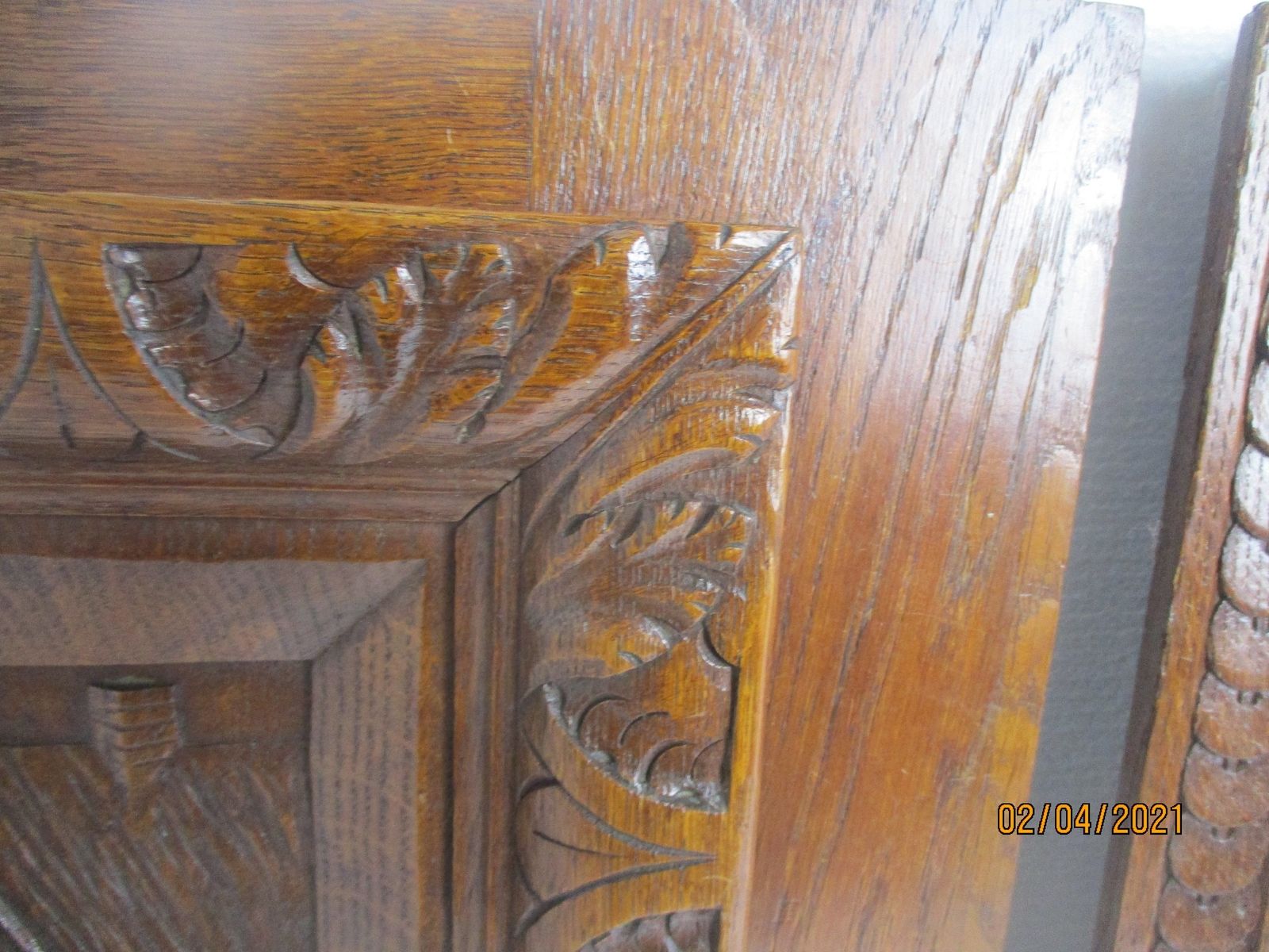 Pair Antique Hand Carved Oak Pheasants Door Panels Reclaimed Architectural Breug photo for sale