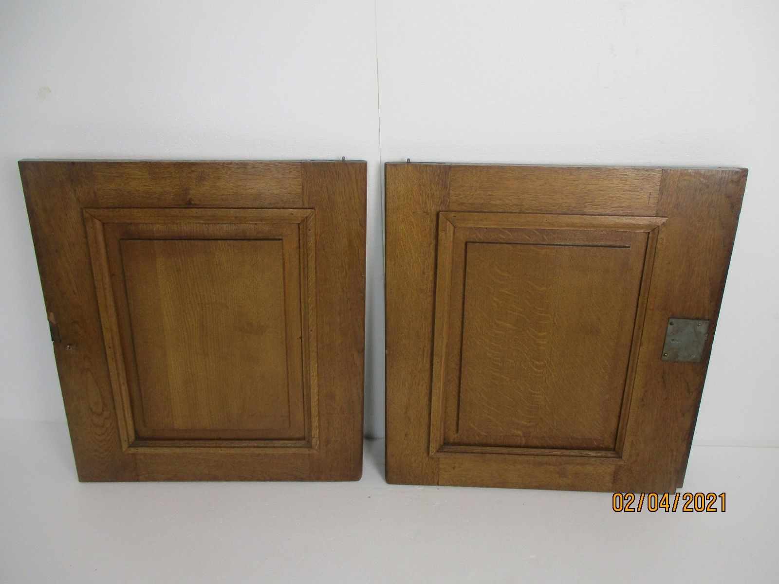 Pair Antique Hand Carved Oak Pheasants Door Panels Reclaimed Architectural Breug photo vinterior