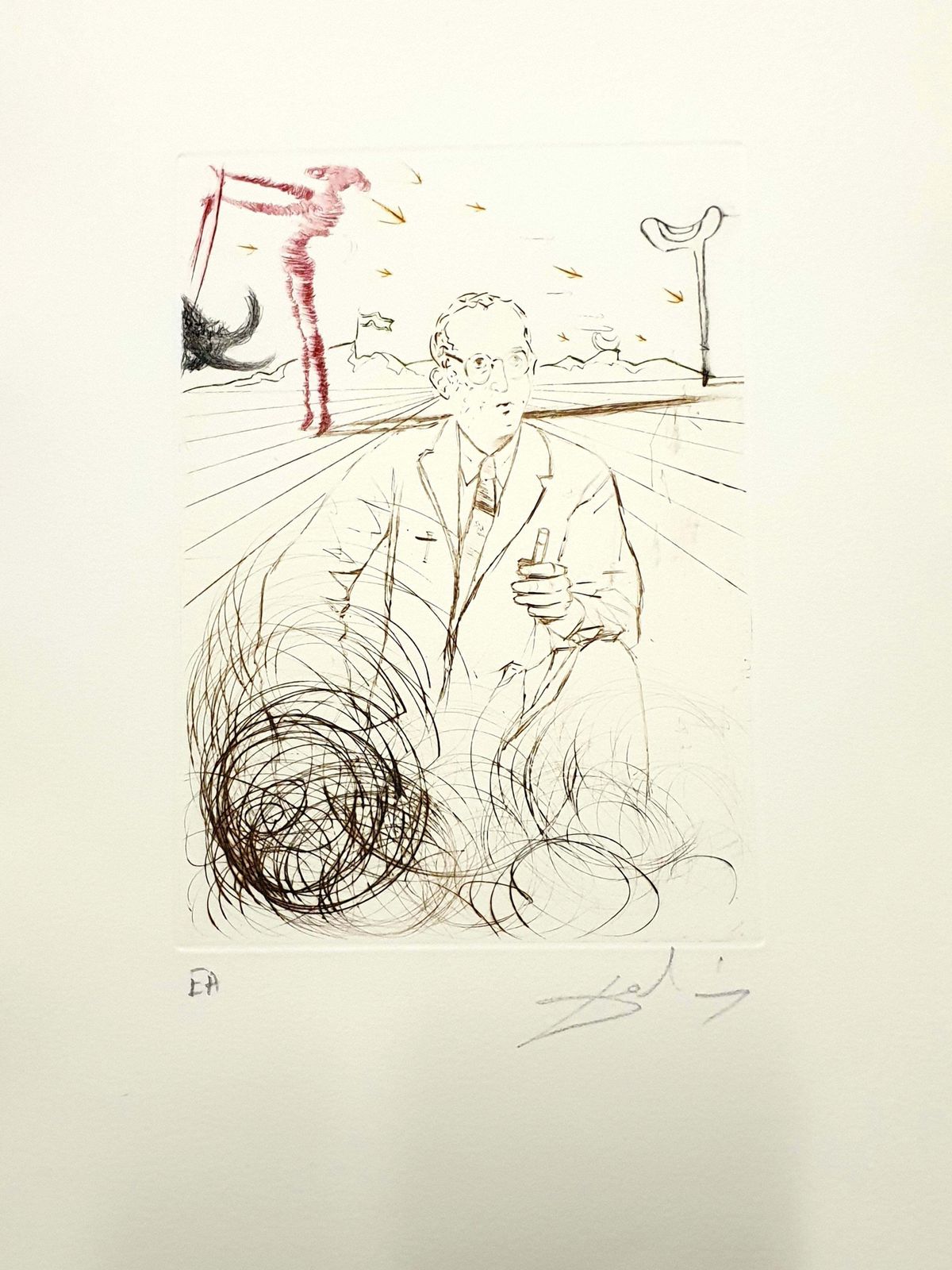 Salvador Dalí­Salvador Dali   Jonas Salk   Original Handsigned Engraving1970 photo furniture