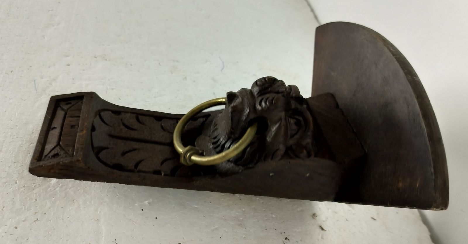 Antique French Carved Wood Reclaimed Architectural Lion Head Small Corner Consol photo buy