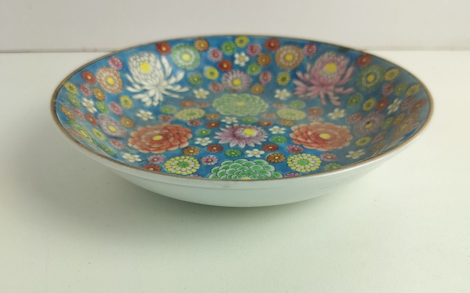 Small Emaux De Longwy French Enamel Centerpiece Dish Charger Plate Hand Made Vin photo for sale