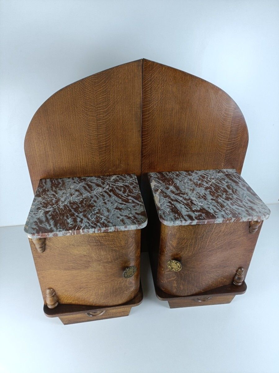 Antique Art Deco Nightstands End Tables Dresser 20s 30s Vanity Cabinets  Wood Ca photo for sale