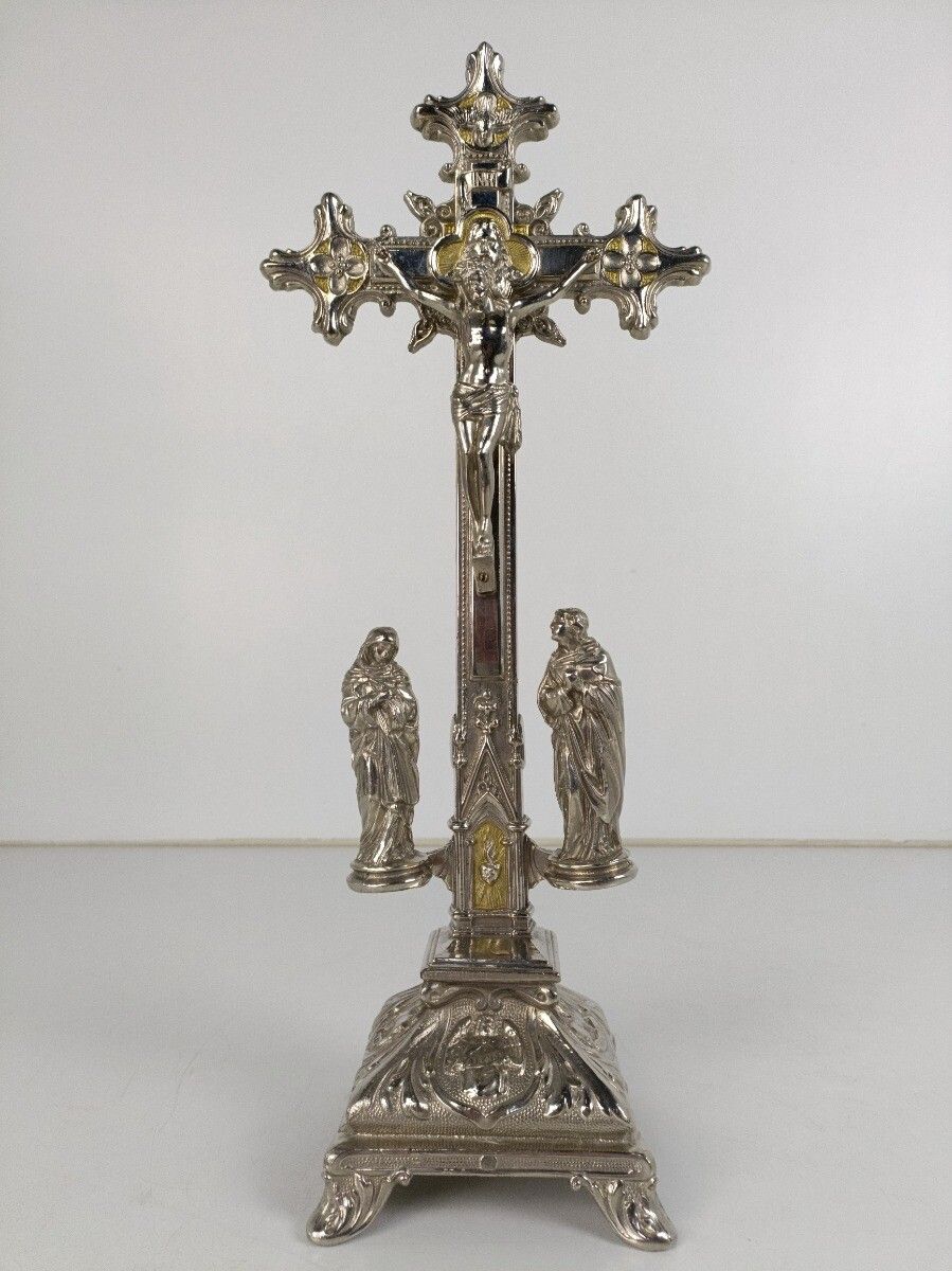 Standing Crucifix Cross Saint John Saint Mary Magdalene Golgotha Apostles Ornate photo furniture
