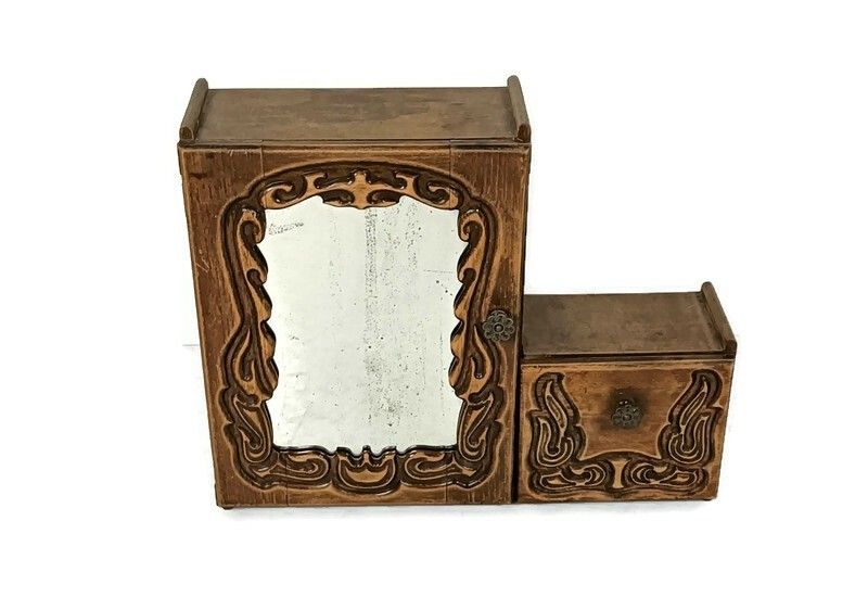 Antique Art Deco Wall Hanging Medicine Apothecary Pharmacy Cabinet Shaving Cabin