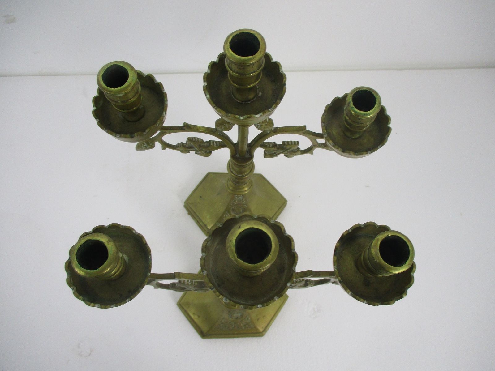 Couple Candle Holders Brass Leafs Ornate Religious Church Candelabra 3 Arm photo Home Decor