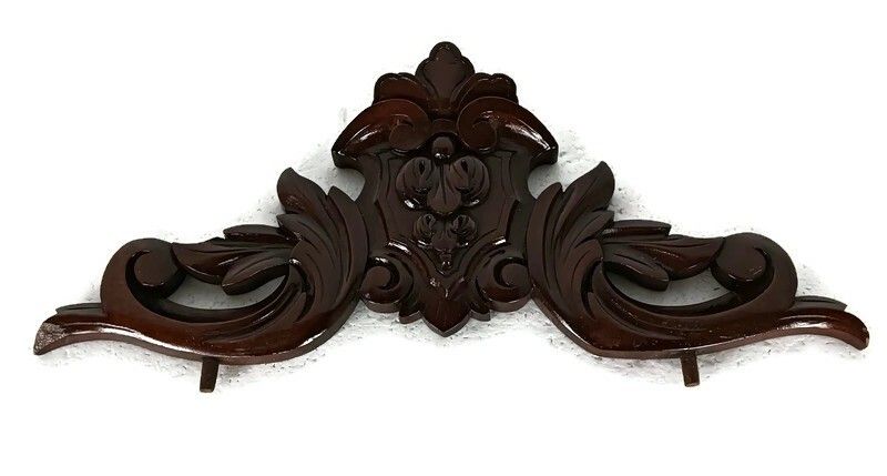 Small Antique Pediment Over Door Hand  Carved Wood Architectural Reclaimed Salv
