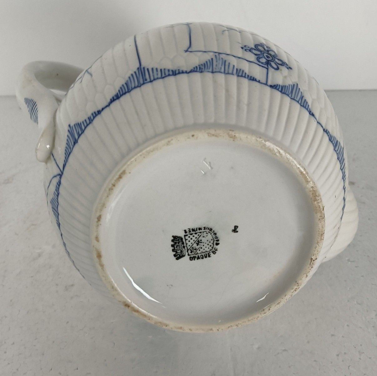 photo for sale Opaque De Sarreguemines Copenhagen Kopenhagen Fluted Teapot Coffee Pot Marked Ic