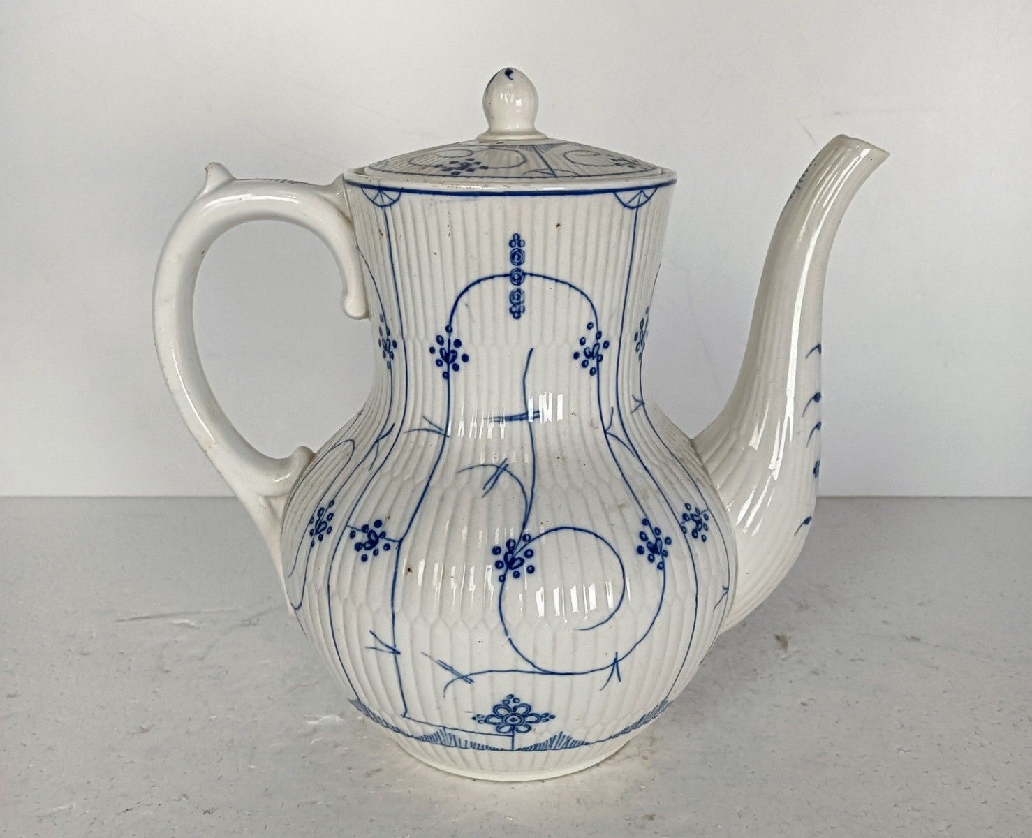 Home Decor Opaque De Sarreguemines Copenhagen Kopenhagen Fluted Teapot Coffee Pot Marked Ic photo