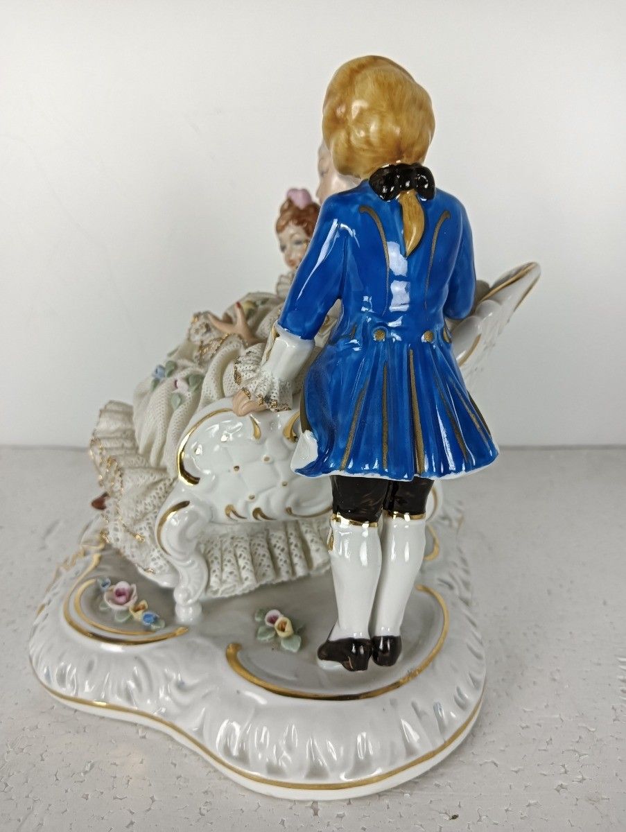 photo for sale Large Statue Figurine Porcelain Marked Dresden Germany Lace Lady With Children V