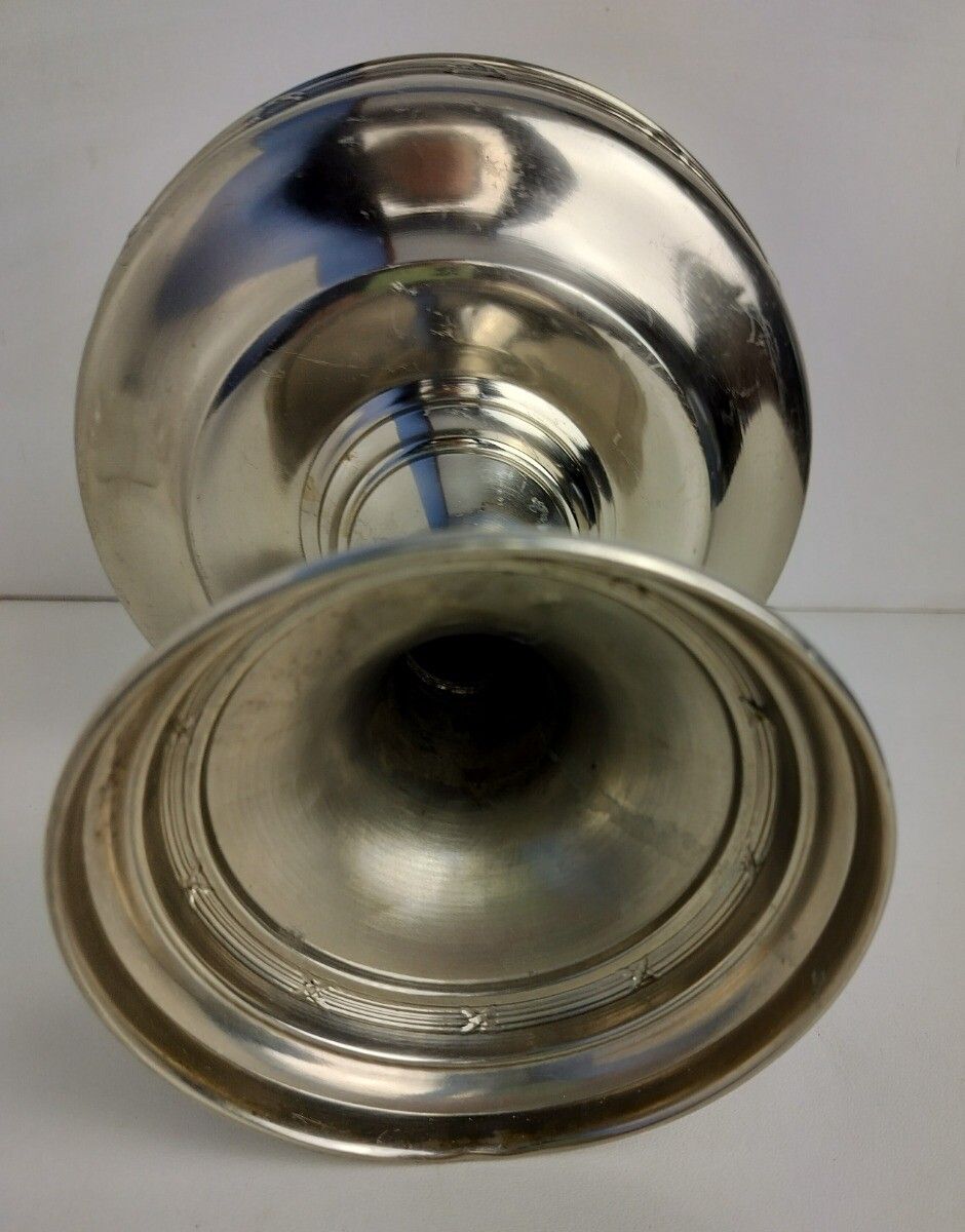 photo furniture Vintage  Etched Glass Aluminium  Communion Dish Bowl Centerpiece Ciborium Tray