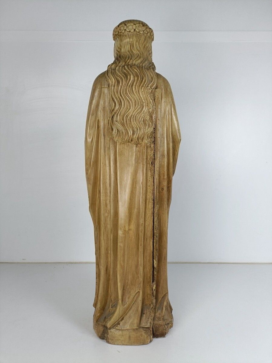 Large Statue Church Hand Carved Wood Antique Saint Ursula Arrow 19th Century Htf photo Art