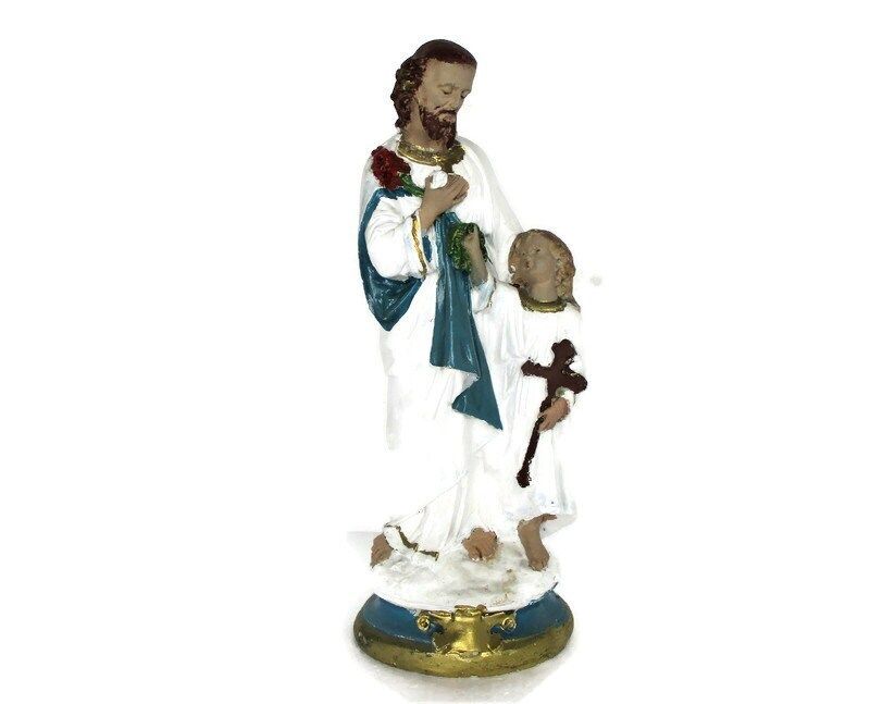 Statue Saint Joseph Protector Of Homes Infant Jesus Statue Chapel Art Deco 17.32