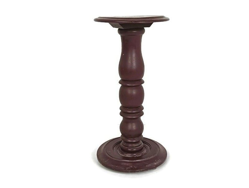 Huge Antique Carved Wooden Pedestal Plant Bonsai Stand Side Table Purple