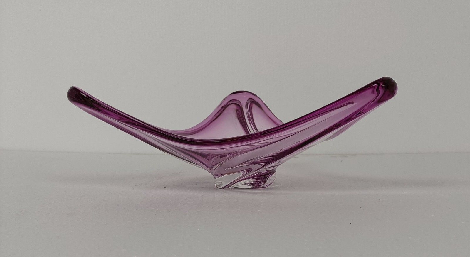 Val St Lambert Belgium Bowl Dish Centerpiece Cranberry Marked Art Glass Crystal photo furniture