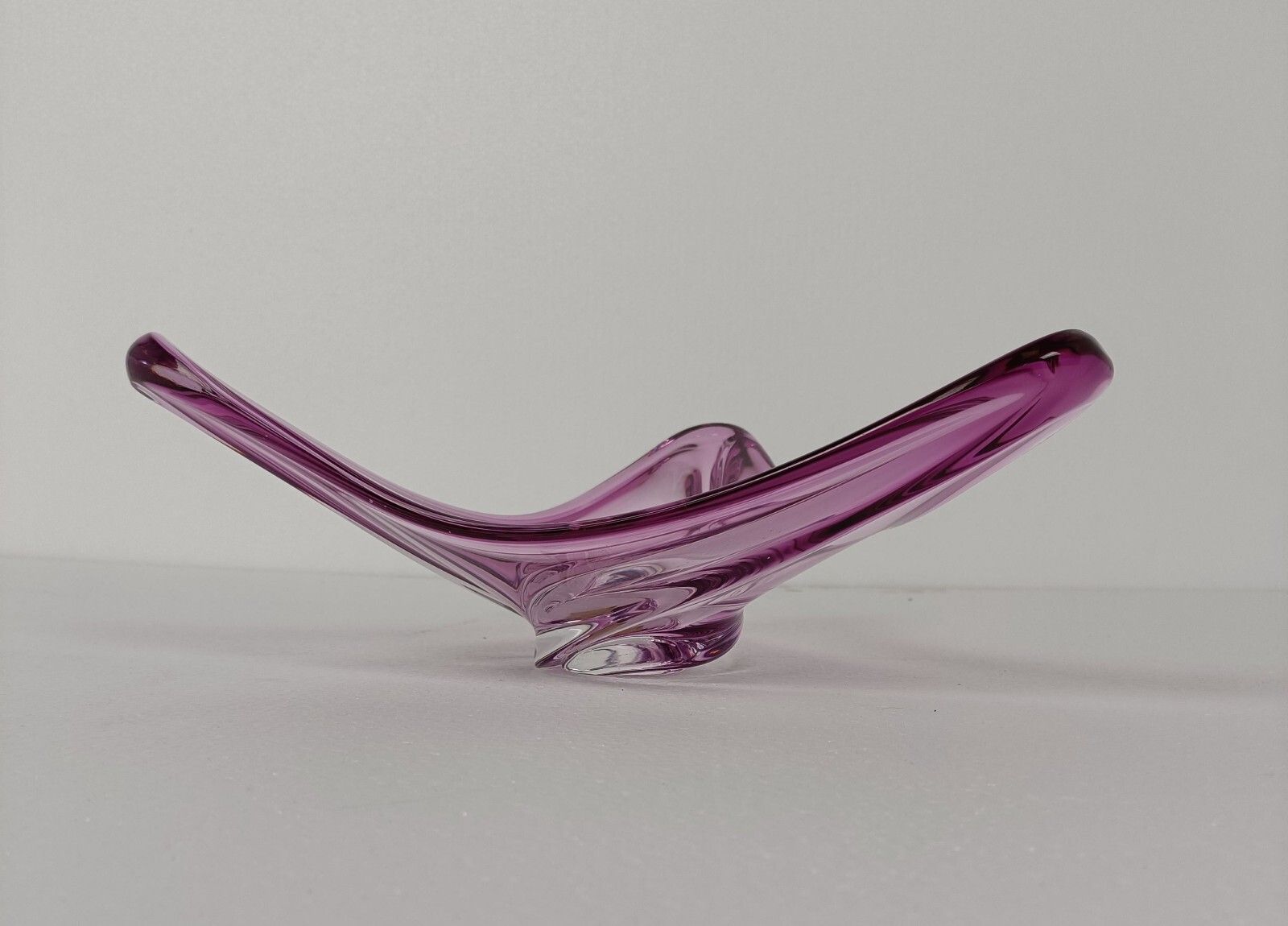 Val St Lambert Belgium Bowl Dish Centerpiece Cranberry Marked Art Glass Crystal photo Home Decor