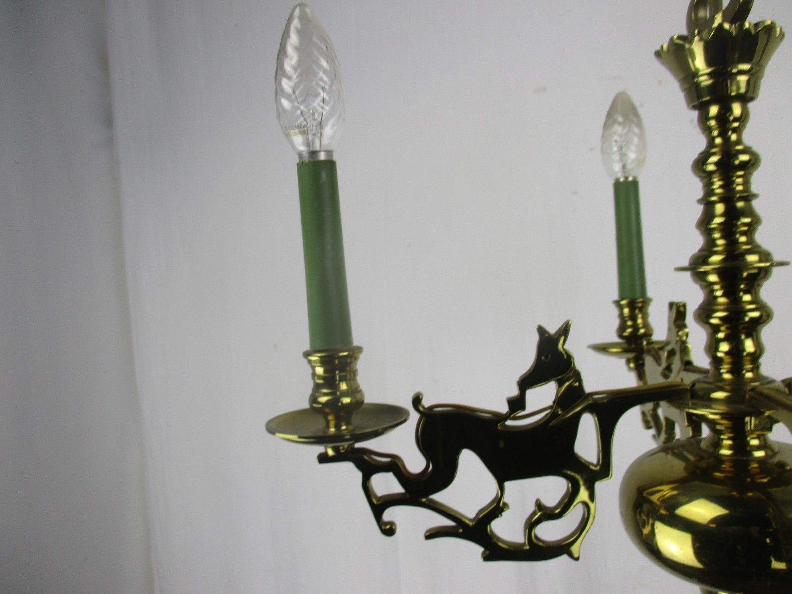 Vintage Chandelier Reindeer Deer Figurines Figures 4 Lights Arms Brass Christmas photo vintage