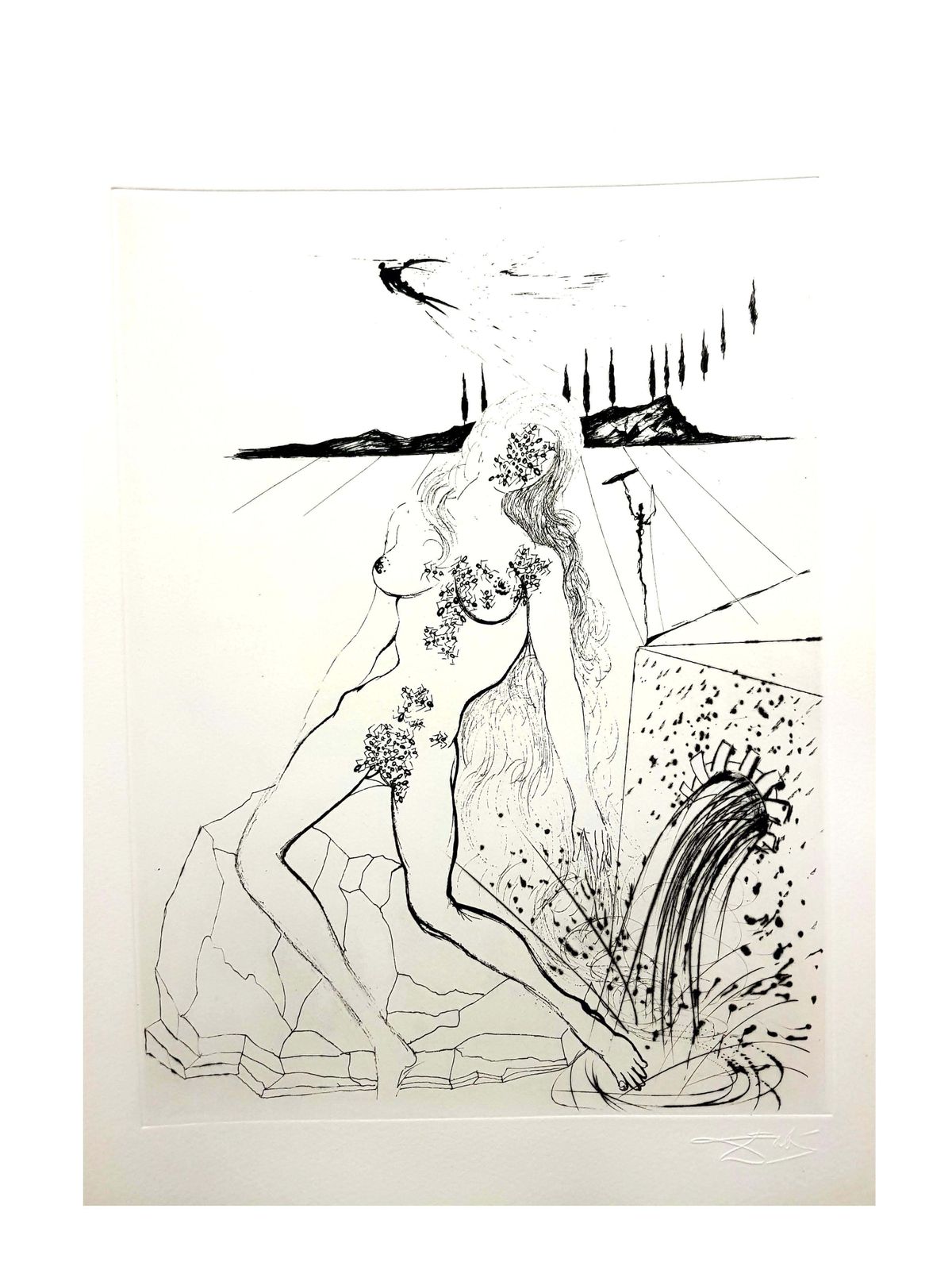 Salvador Dalí­Salvador Dali   Nude At The Fountain1967 photo vintage