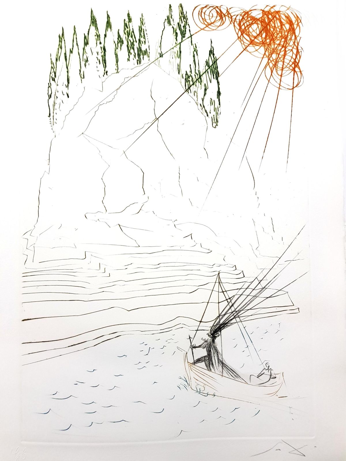 Salvador Dalí­Salvador Dali   The Fight With Morhoult   Original Etching1970