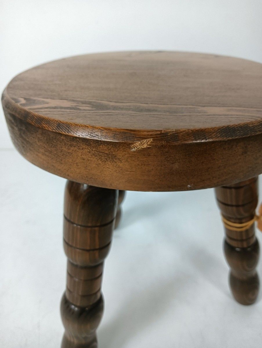 Set Of 3 Milking Stools Pedestals Carved Wood Matching Set Side Tables Vintage B photo Furniture