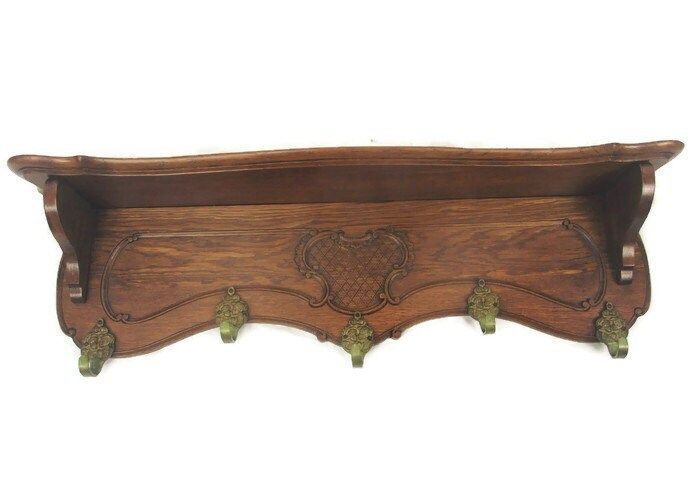 Gothic Gorgeous Ornate Hand Carved Wood Oak Coat Hat Rack Breughel Style Brueghe