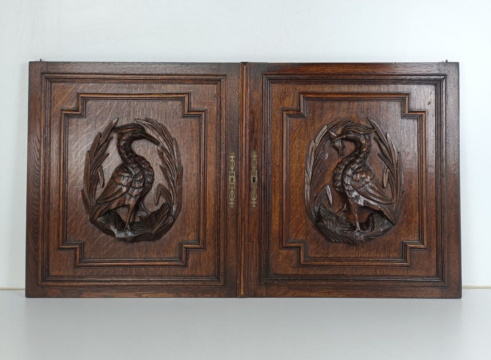 Pair Antique French Hand Carved Wood Oak Door Panels Reclaimed Architectural Her photo furniture