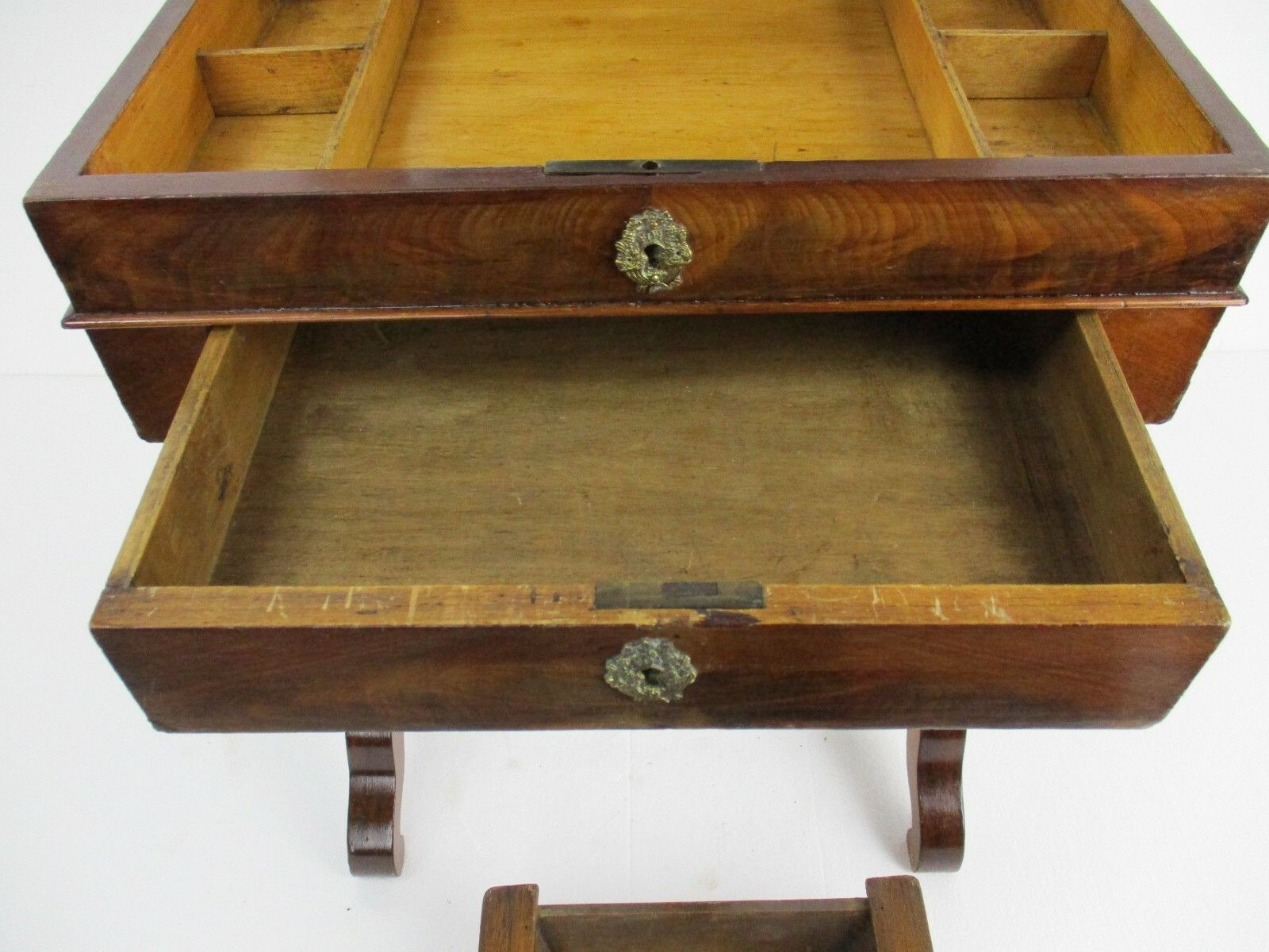 Antique Edwardian Desk Cabinet Quilting  Writing Table Gorgeous Exquisite photo 724.0