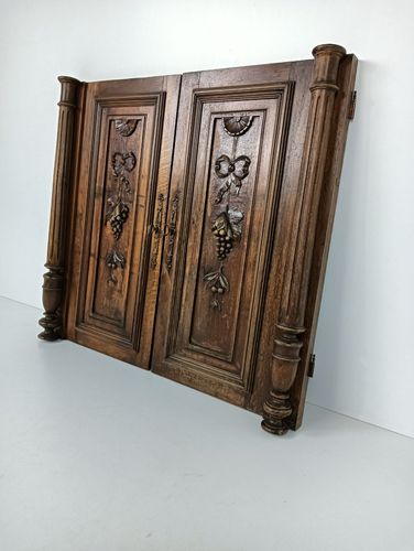 Pair Door Panels Antique Pillars Carved Wood Antique Reclaimed Architectural Sal photo furniture