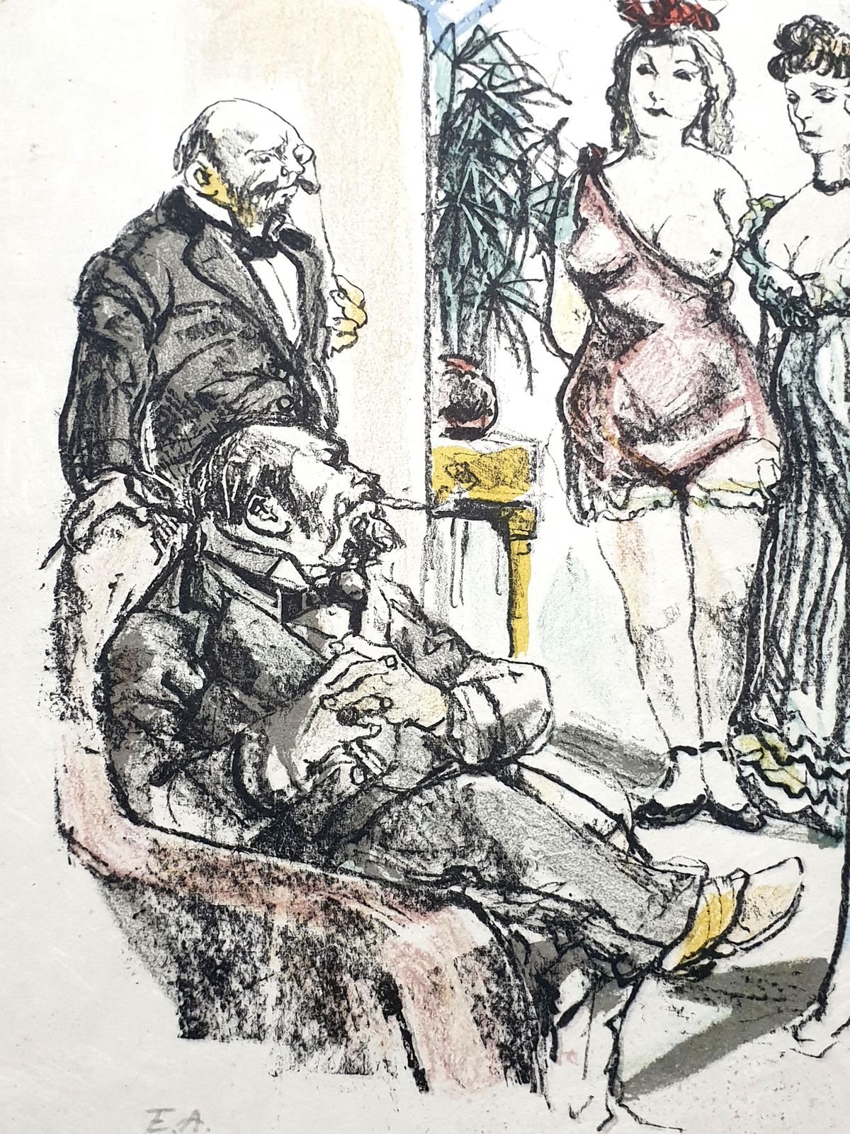 Léonard Tsugouharu Foujitaleonard Foujita   House Of Delights   Original Signed Lithographcirca 1960 photo vinterior