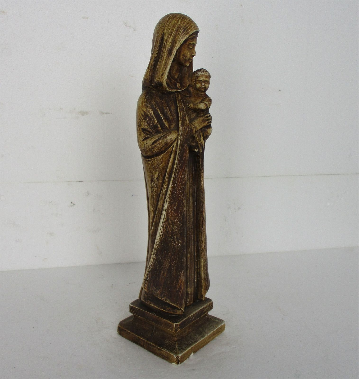 Statue Virgin Mary Madonna Infant Child Plaster Marked Arnova Art Deco Style 199 photo Art