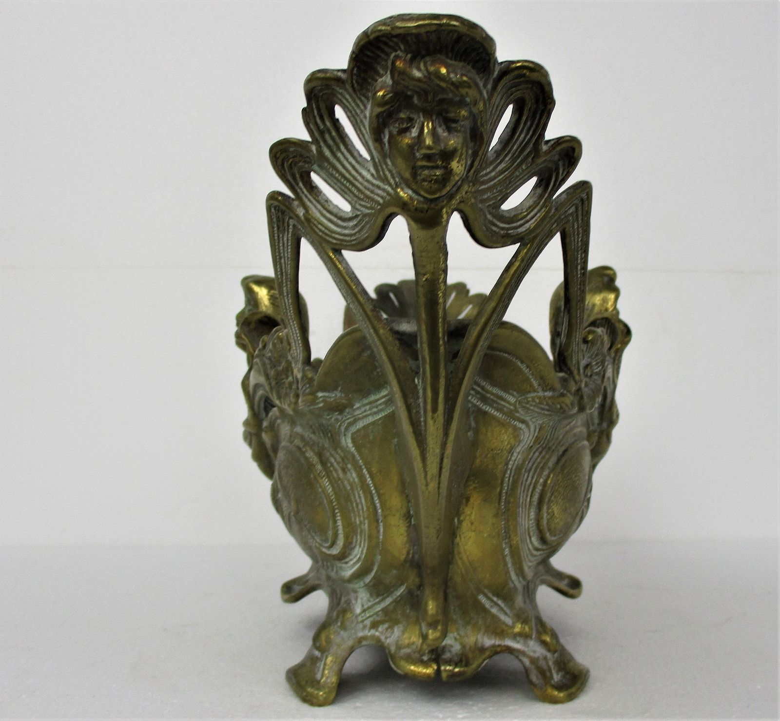 L Art Nouveau French Planter Jardinière Ornate Embossed Centerpiece Brass Merma photo 202.0