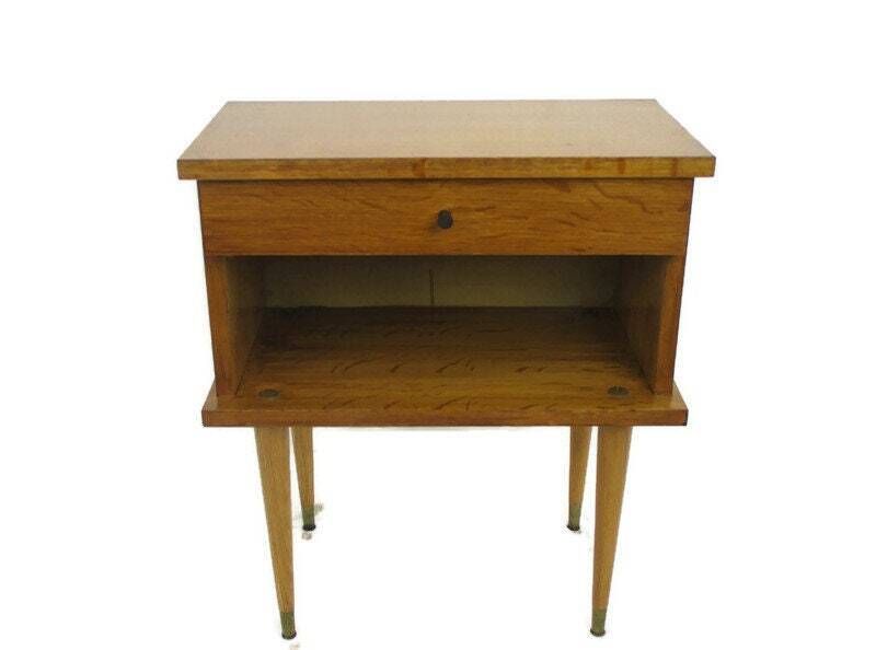 Vintage Nightstand Mid Century Danish Modern Style End Table Modernist Funky Era