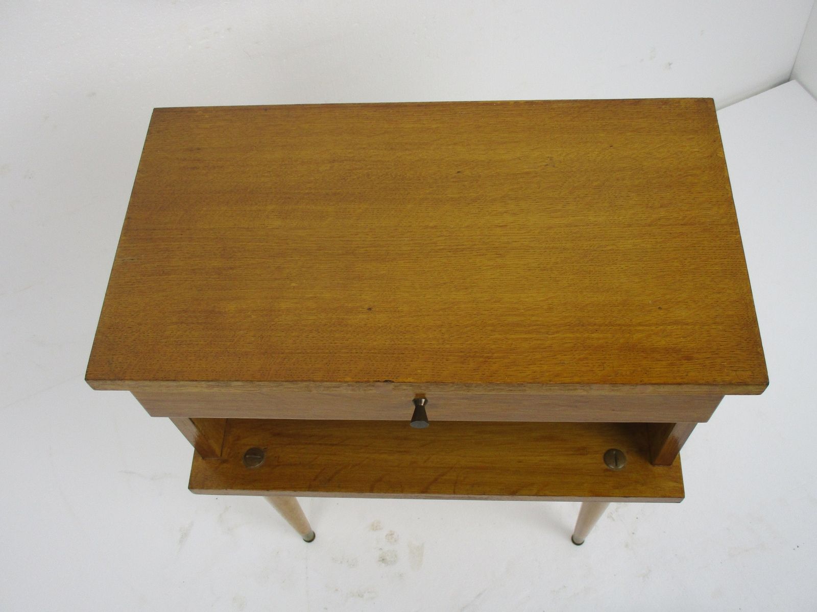 Vintage Nightstand Mid Century Danish Modern Style End Table Modernist Funky Era photo vinterior
