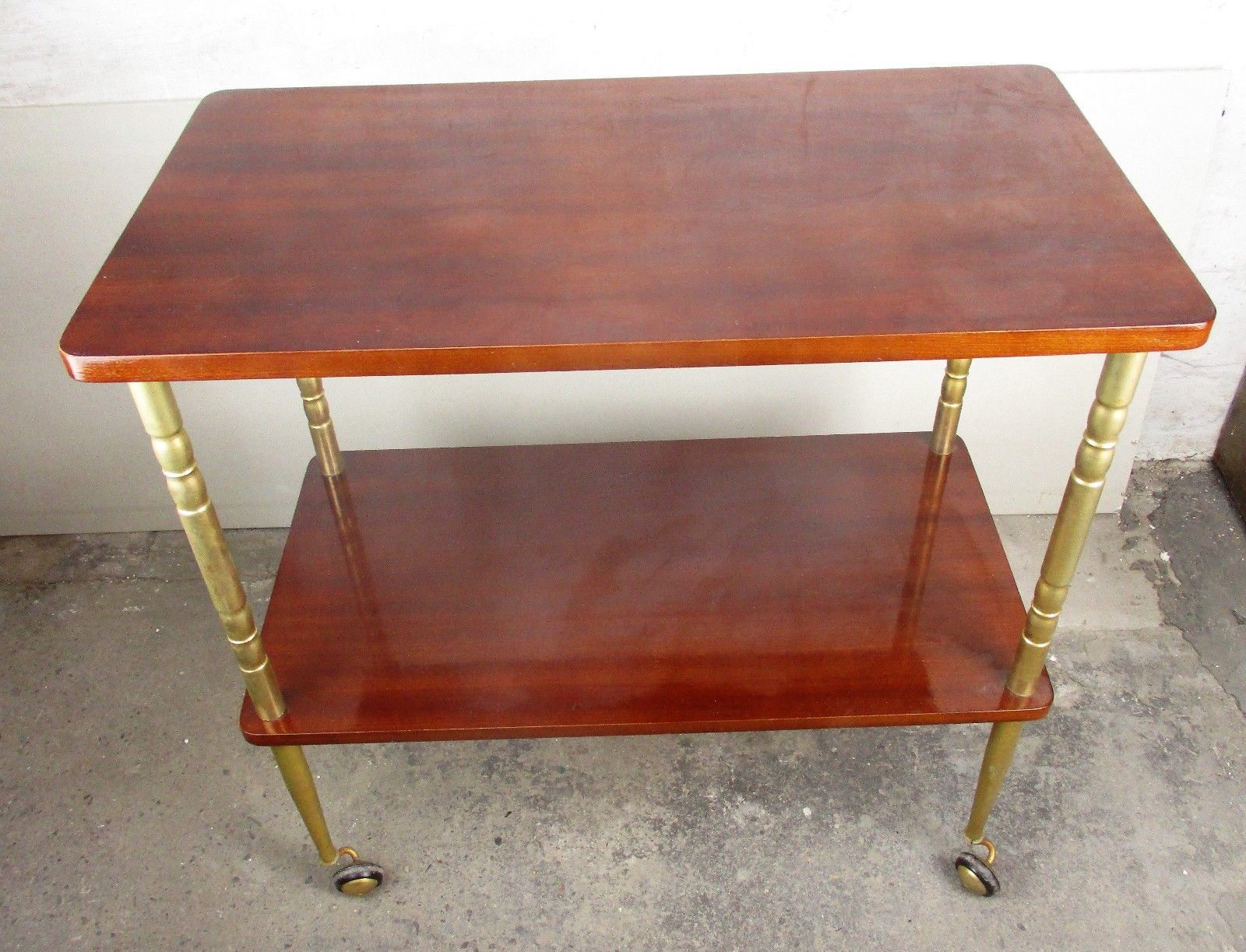 Bar Cocktail Tea Cart Trolley  Mid Century Modern Kitchen Island Wood Veneer Wow photo Furniture
