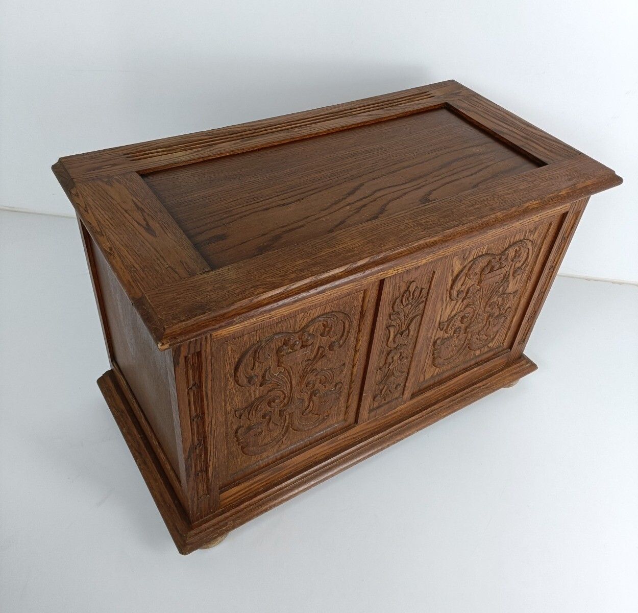 Antique Wedding Chest Flemish French Ornate Hand Carved Wood Fish Fruit Carvings photo Furniture