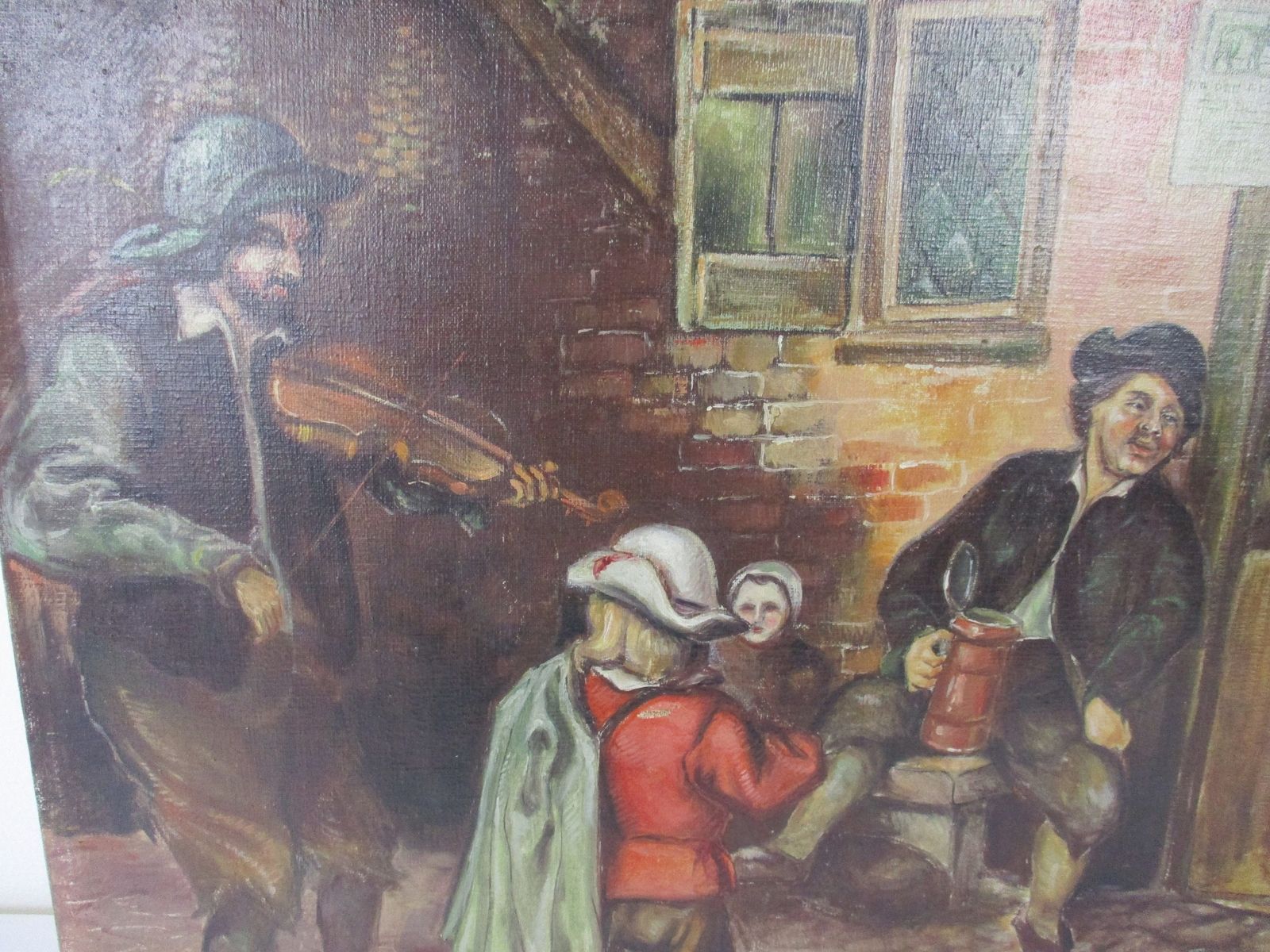 Oil Painting  On Canvas Pub Cafe In Den Hont Signed F. Van Garsse photo Art
