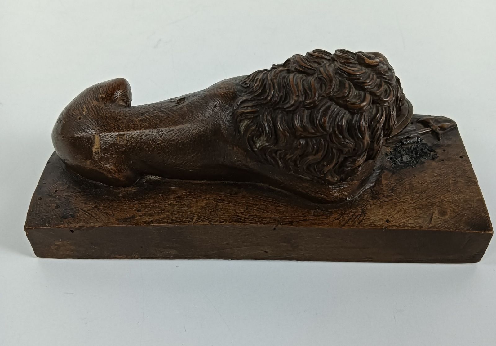 Antique Hand Carved Wooden Wood French Lion Figurine Carving Sculpture 19th Cent photo 304.0
