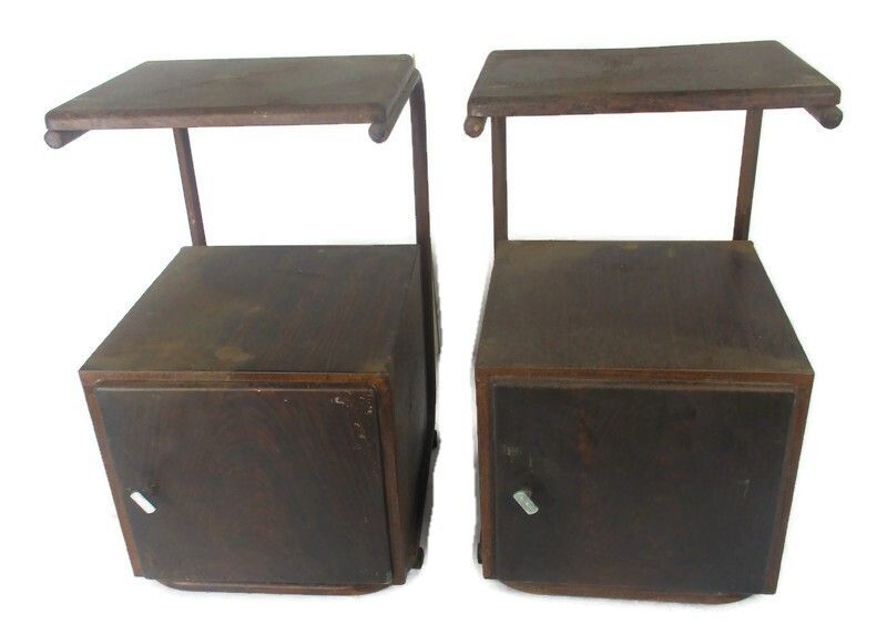Pair Industrial Nightstands Mid Century Designed By Hermann Friedrich Mertens