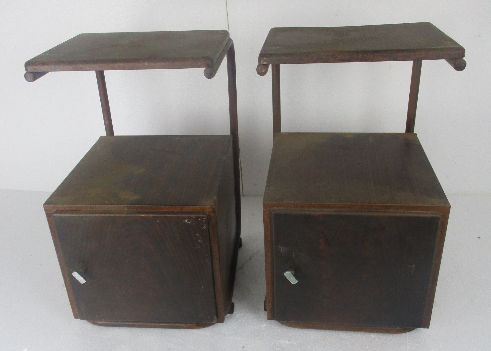 Pair Industrial Nightstands Mid Century Designed By Hermann Friedrich Mertens photo for sale