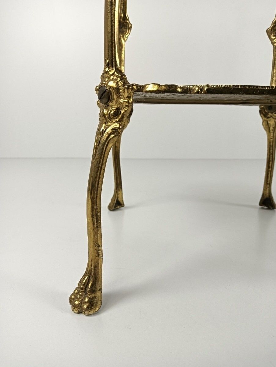 Ornate French Brass Pedestal Table Plant Stand 3 Tier Hollywood Regency  Style V photo buy