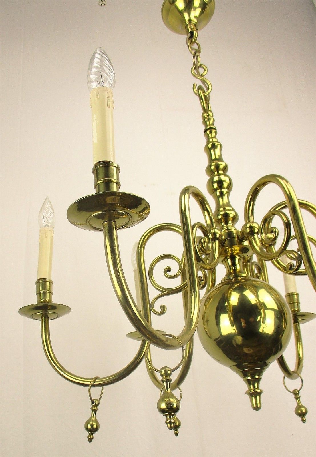 Lovely Brass Chandelier 6 Lights Arms  With Gold Toned Bells Hollywood Regency photo 260.0