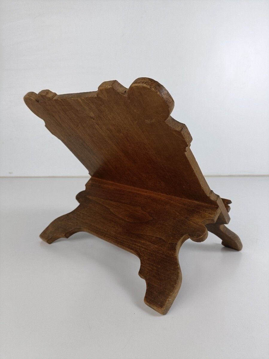 Lectern Book Sheet Music Stand Carved Wood Antique Pulpit photo vinterior