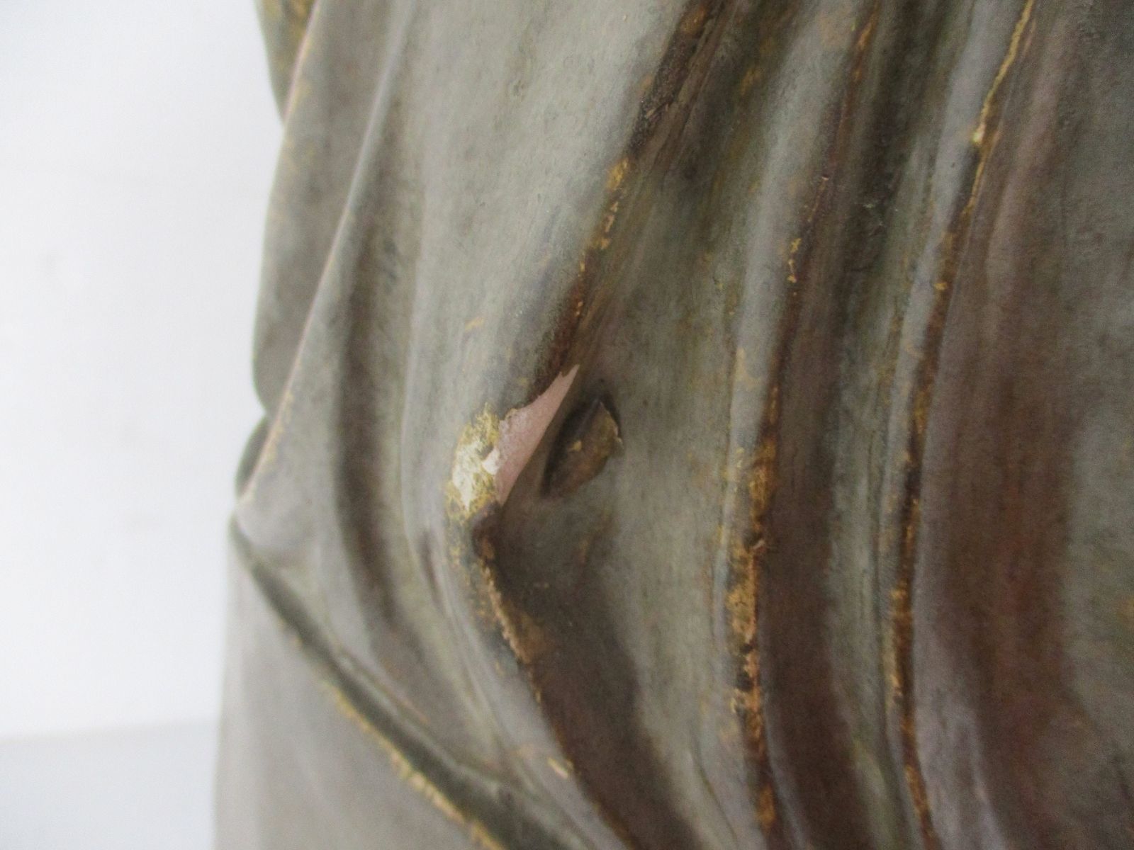 Vintage Statue Sitting Our Lady Virgin Mary Infant Sedes Sapientiae Plaster Gorg photo vintage