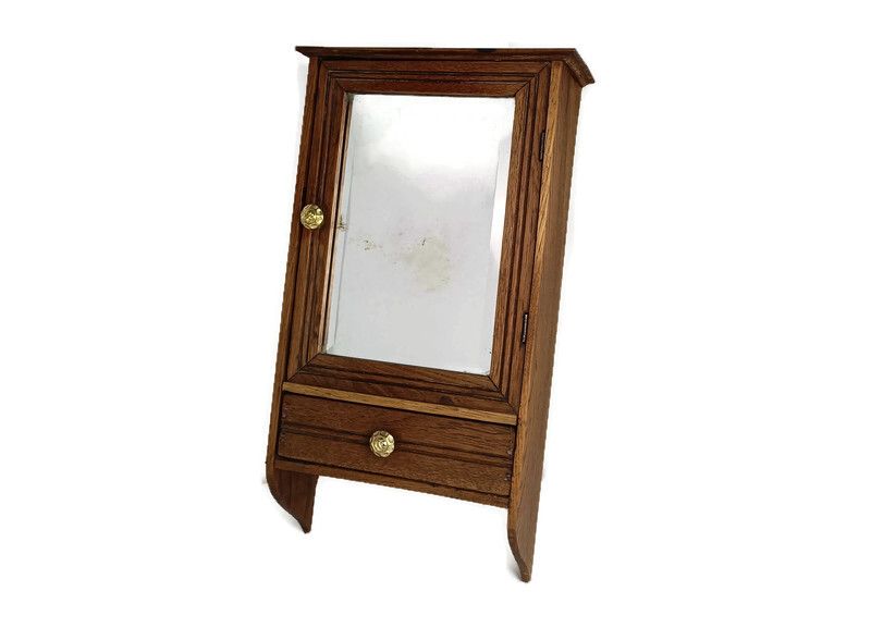 Apothecary Bathroom Medicine Kitchen Cabinet Wood  Antique Barn Style  Beveled G
