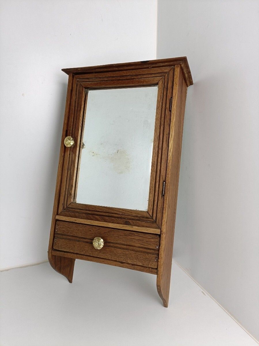Apothecary Bathroom Medicine Kitchen Cabinet Wood  Antique Barn Style  Beveled G photo furniture